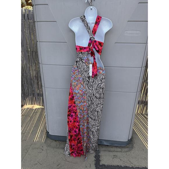 NWT For Love & Lemons Rita Cut Out Patchwork Maxi Dress Women’s Size S Festival - Picture 8 of 16